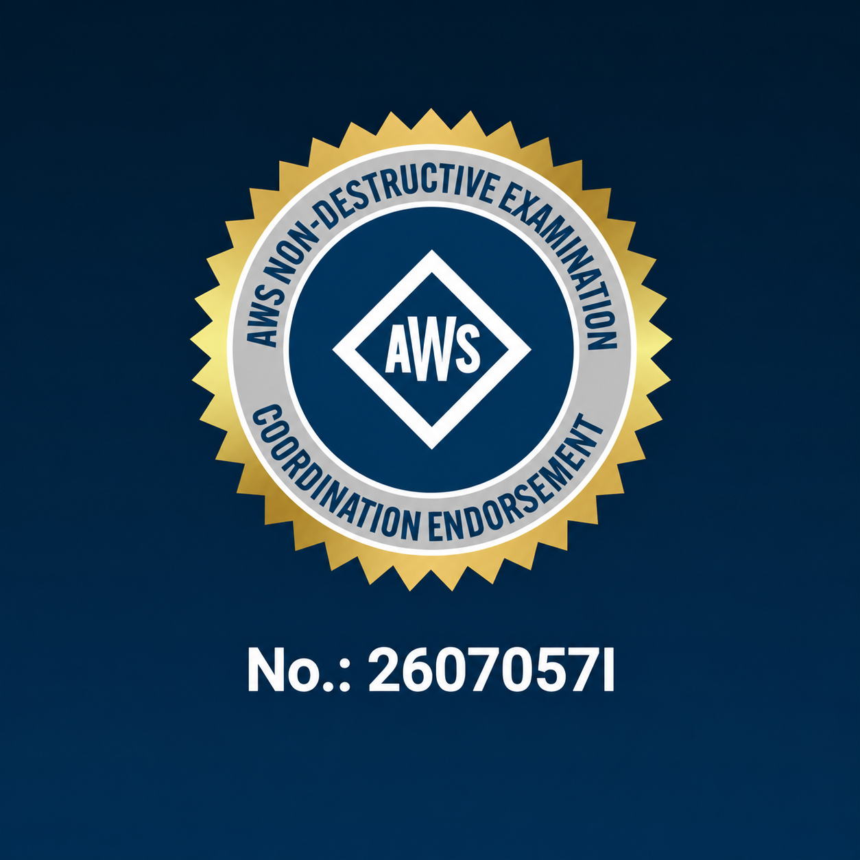 AWS Non-Destructive Examination Coordination Endorsement, credencial 26070571